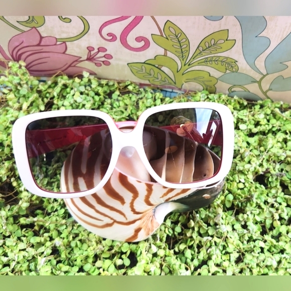 CARTIER White Red Pink Logo France Luxury Oversized CHARLIE Unisex Sunglasses 6" - Picture 11 of 16